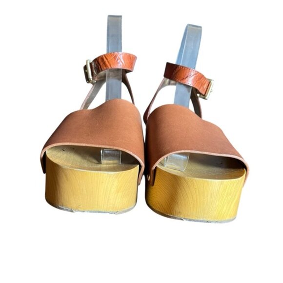 Sam Edelman Brynn Brown Leather Wedge Sandals Size 8 - Picture 9 of 15